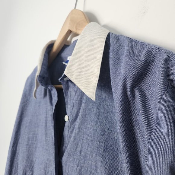 Y2K Pendleton Blue & White Waffle‎ Weave Button Down Shirt Women's Size 12 - Picture 3 of 13